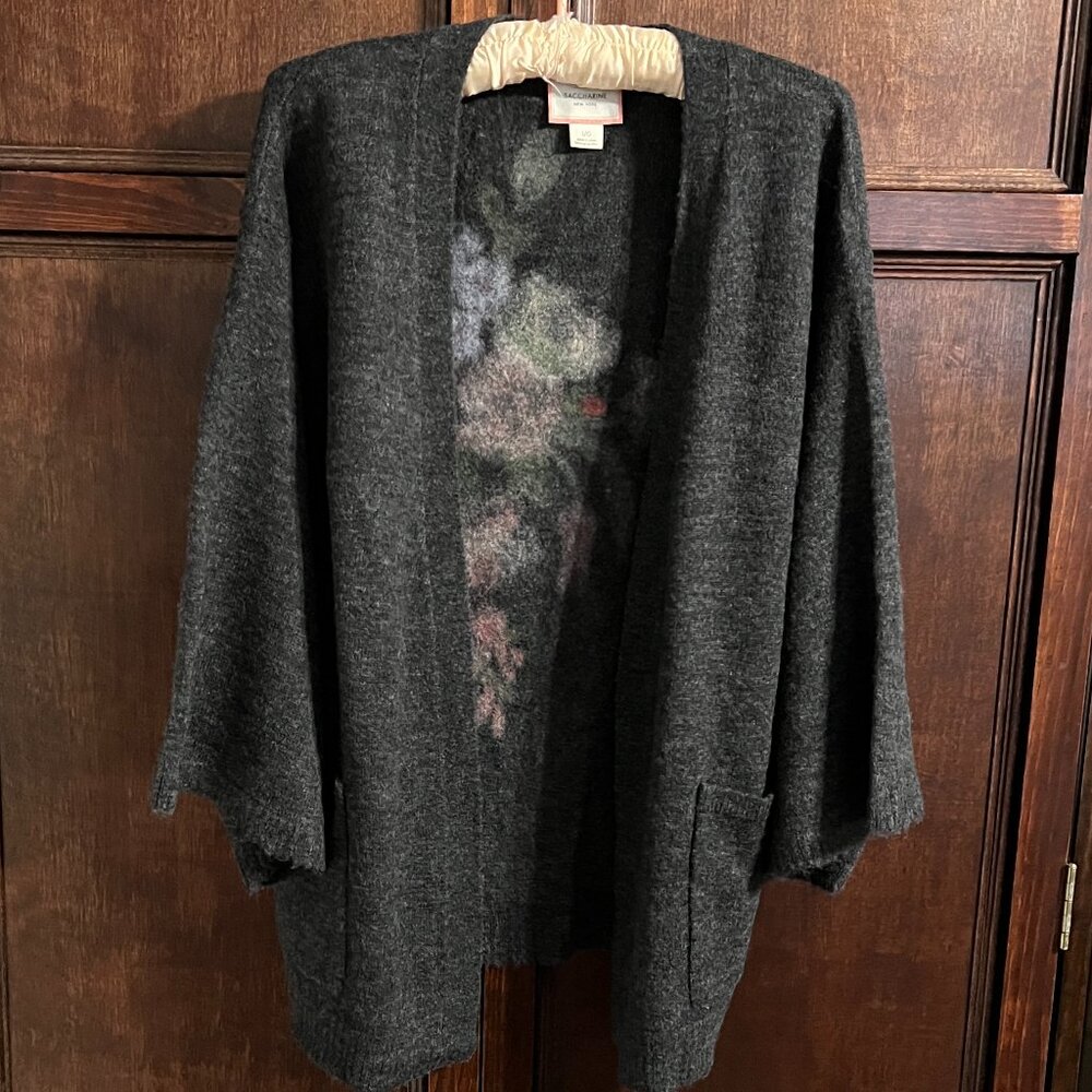 Felted Floral design Cardi by Saccharine of New York size L - Picture 2 of 11